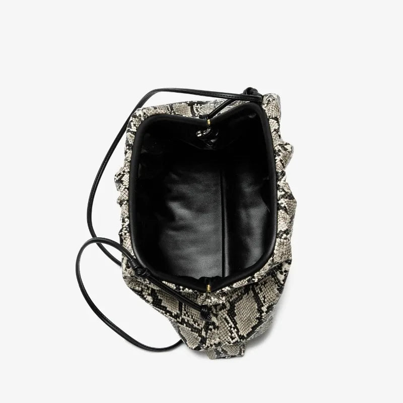 2026 Ruched Serpentine Dumpling Bags Women Pouch Handbag Cloud Clutch Snake Pattern Shoulder Crossbody Bag Luxury Designer Bag