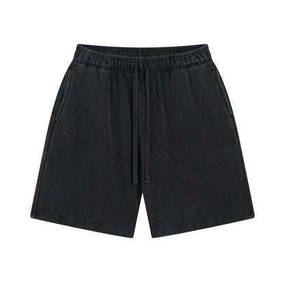 Fashion Summer Men 420gsm Washed Cotton Shorts Retro Unisex High Street Terry Knee Length Short Pants Streetwears HY0845