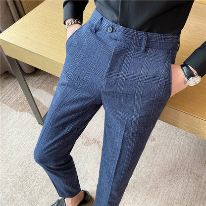 Spring and Autumn Checked Trousers for Men Are Trendy, Fashionable, Cool and Versatile, as Well as for Business and Casual Wear