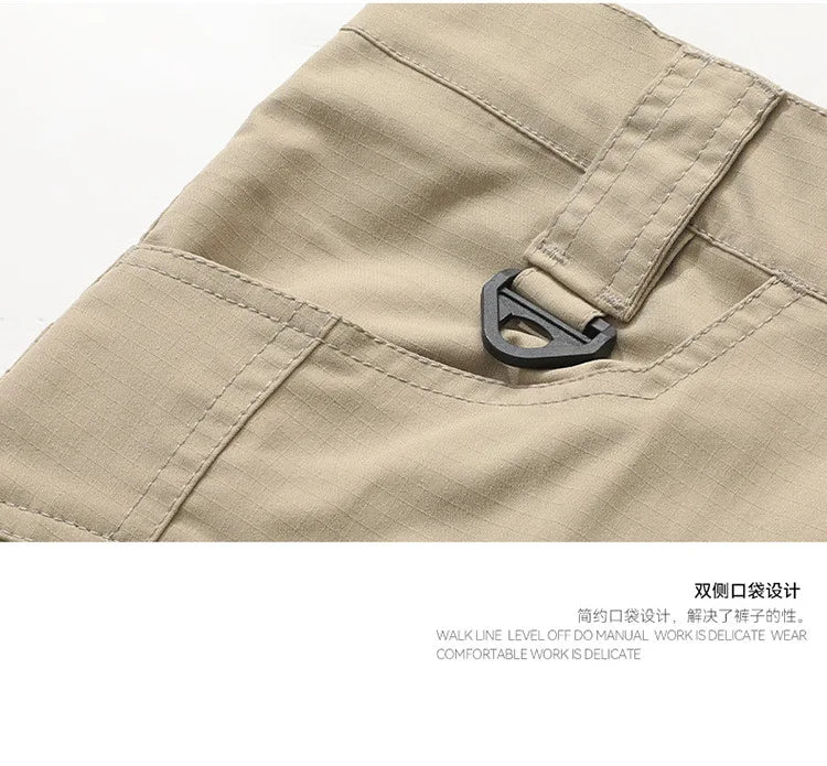 New Summer Men Thin Breathable Elastic Work Pants Outdoor Casual Sports Multi Pockets Cargo Pants Straight Tooling Trousers 3XL