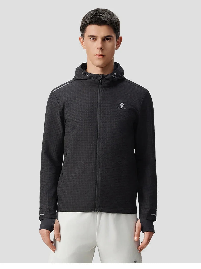 Men's Windproof Thermal Hooded Jacket Outdoor Running Jacket All-around Training Fitness Cardigan