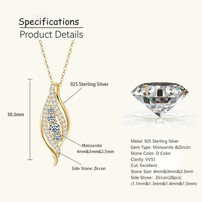 Multi-size Moissanite Pendant Necklace Chains for Women 925 Sterling Silver Wedding Fine Jewelry Gifts with Certificate