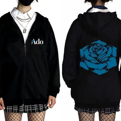 Ado World Tour 2025 Hibana Zipper Hoodie Men Women Clothing Fashion Japanese Style Streetwear Unisex Casual Fleece Zip Up Jacket