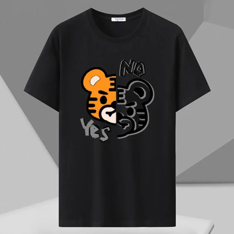 Men T-shirt Printed Tee Plus Size 110-180kg 5XL 6XL 7XL Black T Shirts Round Neck Short Sleeve Oversized Tops Big Size Clothing