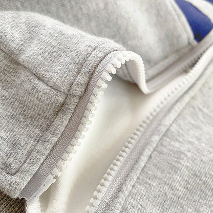 Boys Contrast Alphabet Full Zip Sweatshirt Jacket+Sweatpant Workout Set School Kids 2PCS Tracksuit Children Jogger Outfit 5-16Yr