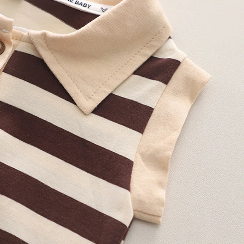 Baby Set Children's New Summer Sleeveless Striped Short-Sleeved Casual Wear Two-Piece Set for Boys