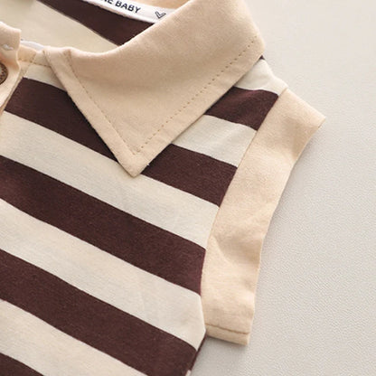 Baby Set Children's New Summer Sleeveless Striped Short-Sleeved Casual Wear Two-Piece Set for Boys