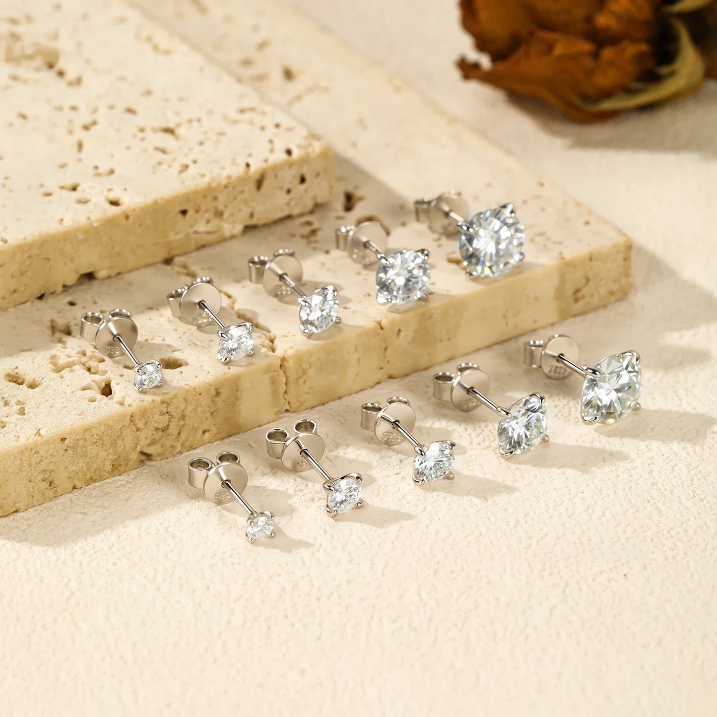 5 Sizes D Color Moissanite Earrings 925 Sterling Silver Sparkling Luxury Stud Earrings For Women Wedding Fine Jewelry