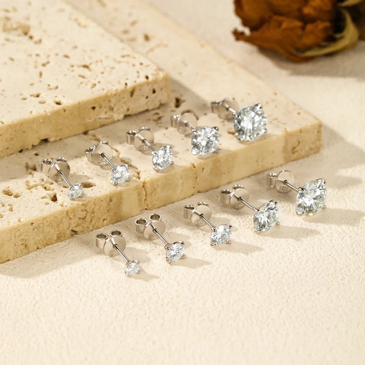 5 Sizes D Color Moissanite Earrings 925 Sterling Silver Sparkling Luxury Stud Earrings For Women Wedding Fine Jewelry