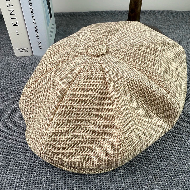 Summer Flax Newsboy Caps Breathable Octagonal Hat Men Women Berets Thin Casual Painter Caps Hats for Men