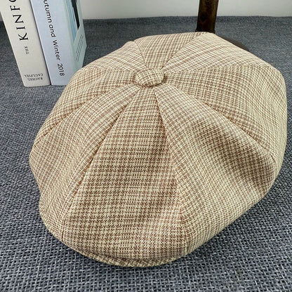 Summer Flax Newsboy Caps Breathable Octagonal Hat Men Women Berets Thin Casual Painter Caps Hats for Men