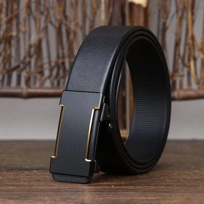 Luxury Genuine Leather Belt Men's Casual Cowhide Toothless Automatic Buckle Belt for Men Jeans Pants Waistband Business Belt