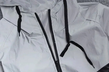Men's Patchwork Night Reflective Jacket Casual Waterproof Windbreaker Party Dancer Hip Hop High Quality Coat Male Trend Brand