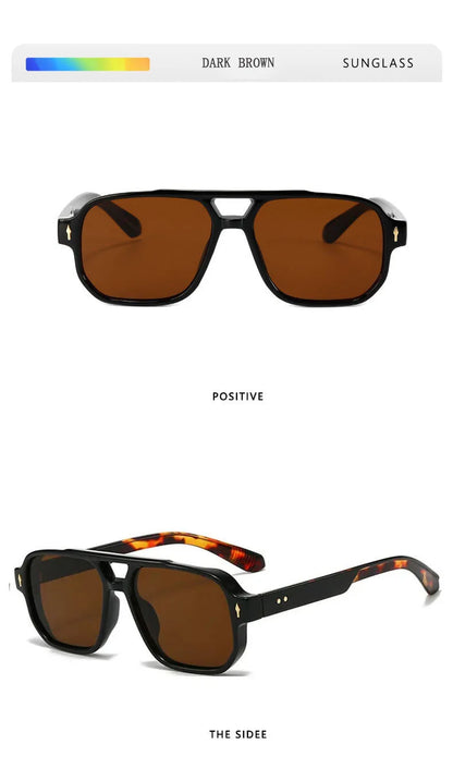 Square Sunglass Men Retro Vacation Yellow Sunglasses Women Trendy Vintage Fashion Glasses Luxury Gafas De Sol Hombre Zonnebril
