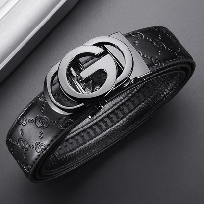 Luxury Men's Belt, Automatic Buckle Belt for Men, High Quality Genuine Leather Belt Printed Design Men's Business Belt Men