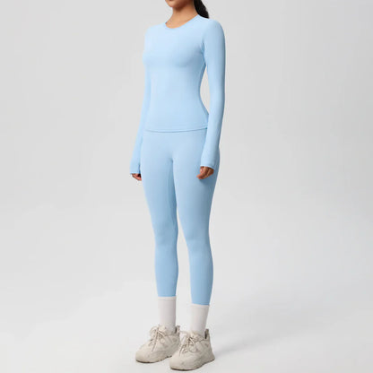 2 PCS Sportswear Yoga Set Gym Clothes Yoga Suits For Women Fitness Set Tracksuits Sports Long Sleeve Crop Top Gym Leggings