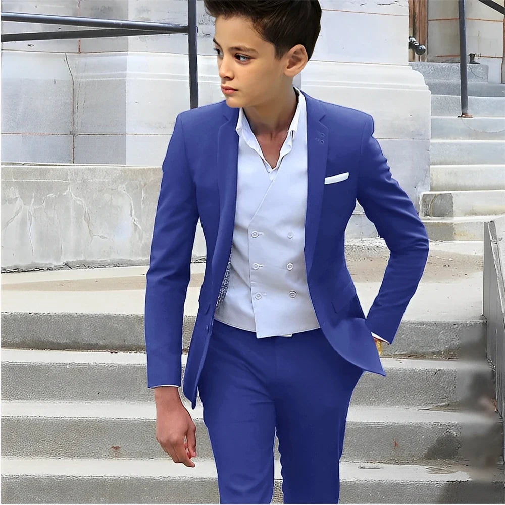 Formal Boys Slim Fit Suits 2 Pieces Birthday Party Tuxedo,Smart Handsome Kids Suit Set Wedding Guest Outfit Plus Size 2-20T
