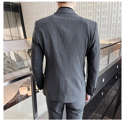 Winter Stripes Three-piece High-Grade Groom Wedding Suit with Vest And Trousers Business Fashion Handsome Casual Wedding Outfit