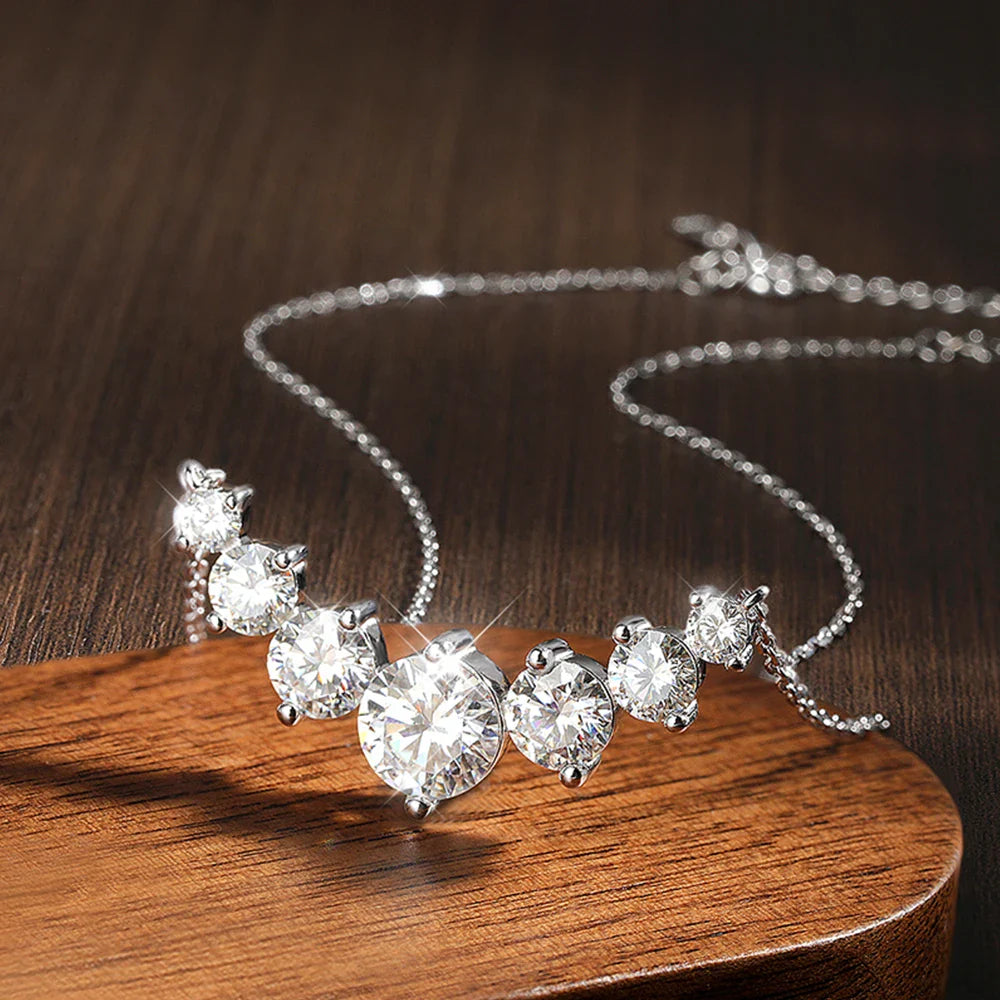 Necklace for Woman Wedding Fine Jewely with Certificates 925 Sterling Sliver Plated 18k White Gold Necklace