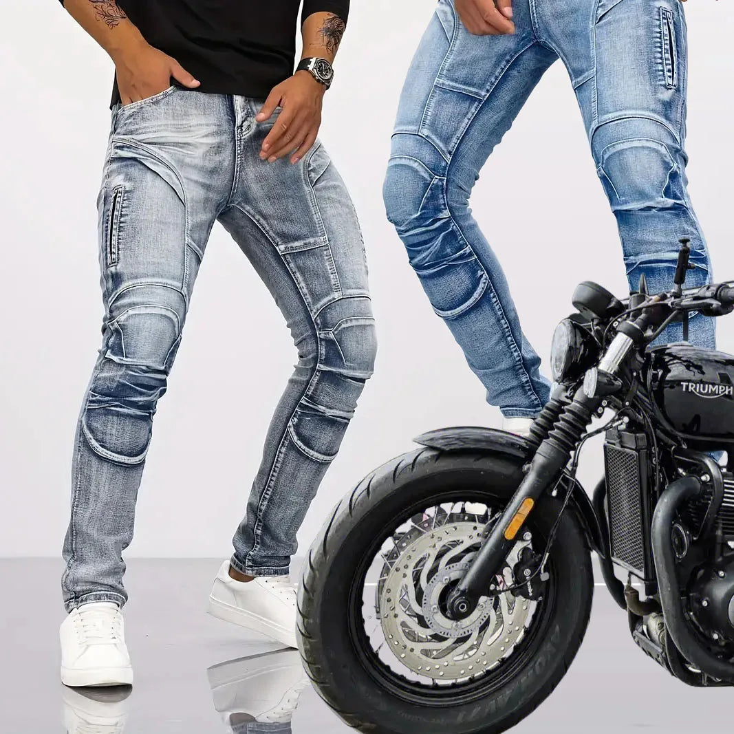 2025 New Motopants leisure motorcycle jeans riding trousers off-road motocross riding pants zipper design Multiple pockets