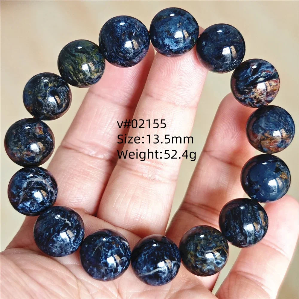 Natural Blue Pietersite Bracelet Women Men Beads Round Beads Chatoyant Cat Eye Fire Pietersite Namibia AAAAAA
