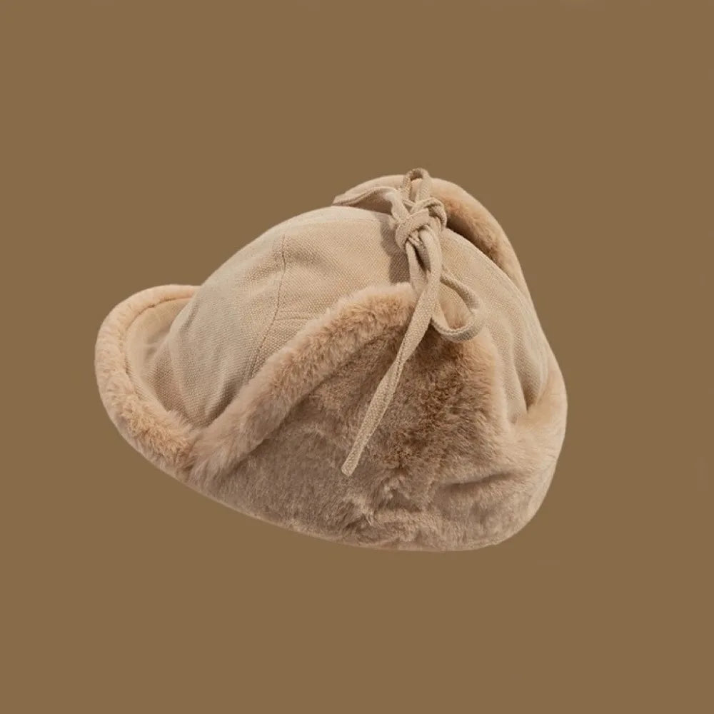 Trendy Faux Fur Winter Hat Thick Warm Faux Fur Hat Lamb Wool Bomber Hat Winter Season for Men and Women