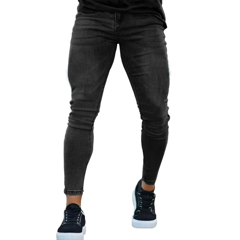 Mens Skinny Jeans Solid Color High Stretch Denim Trousers Casual Daily For Office Parties Male Cowboy Pants