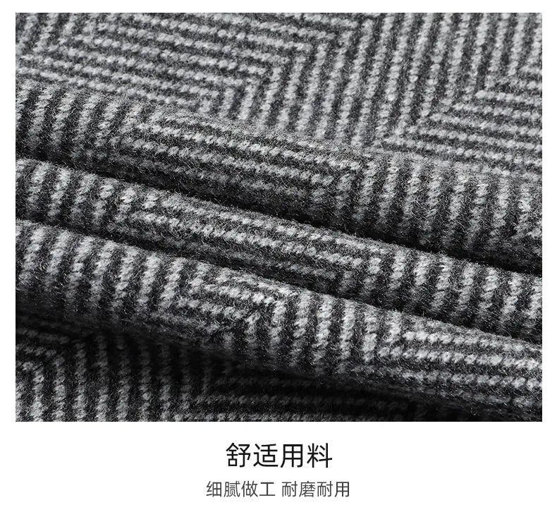 Men's Wool Blazer Herringbone Pattern Casual Business Suit Jacket Comfortable and Stylish Coat