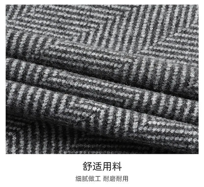 Men's Wool Blazer Herringbone Pattern Casual Business Suit Jacket Comfortable and Stylish Coat