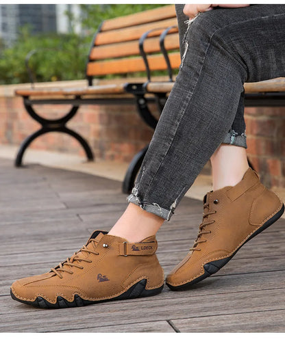 Stylish High-top Octopus Boots Men's Casual Booties Designer Soft Flats Breathable Moccasins Flats Drive Shoes Leather Sneakers
