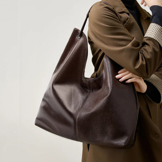 Luxury Genuine Leather Handbags Large Slouchy Hobo Shoulder Bags For Women Cowhide Shopping Tote Business Work Purses
