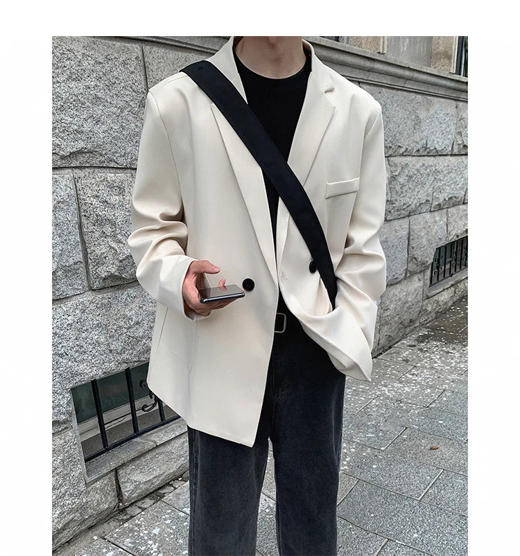 Spring Summer Men Formal Blazers Men Korean Fashion Loose Casual Dress Jacket Men Harajuku Social Suit Jacket Clothing