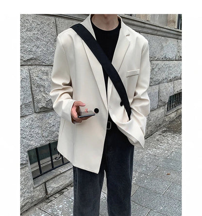 Spring Summer Men Formal Blazers Men Korean Fashion Loose Casual Dress Jacket Men Harajuku Social Suit Jacket Clothing