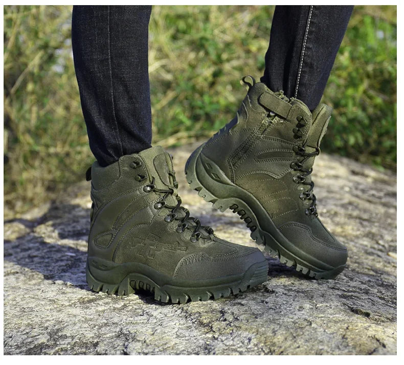 New Men Tactical Boots Army Breathable Desert High Quality Unisex Waterproof Male Hunting Boots Ankle Work Climbing Hiking Shoes