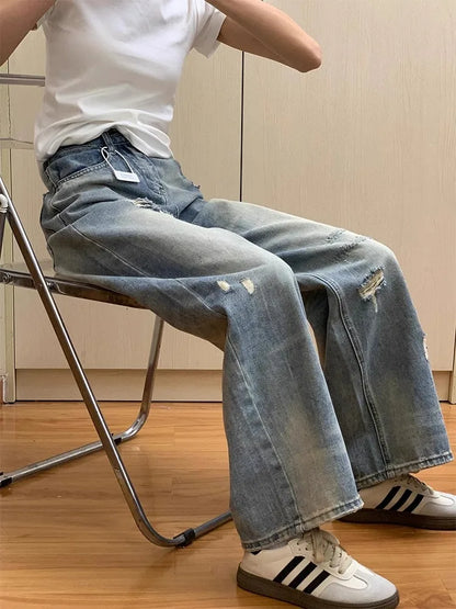 Retro High Waist Straight Leg Jeans Women's Slimming Versatile American Sle Floor Length Wide Leg Pants Spring 2026