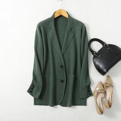 Women Blazer Cashmere Silk Blends Solid Colors Camel Long Sleeve Buttons Down Fashion Jacket Coat  Winter Warm XL XXL LY051