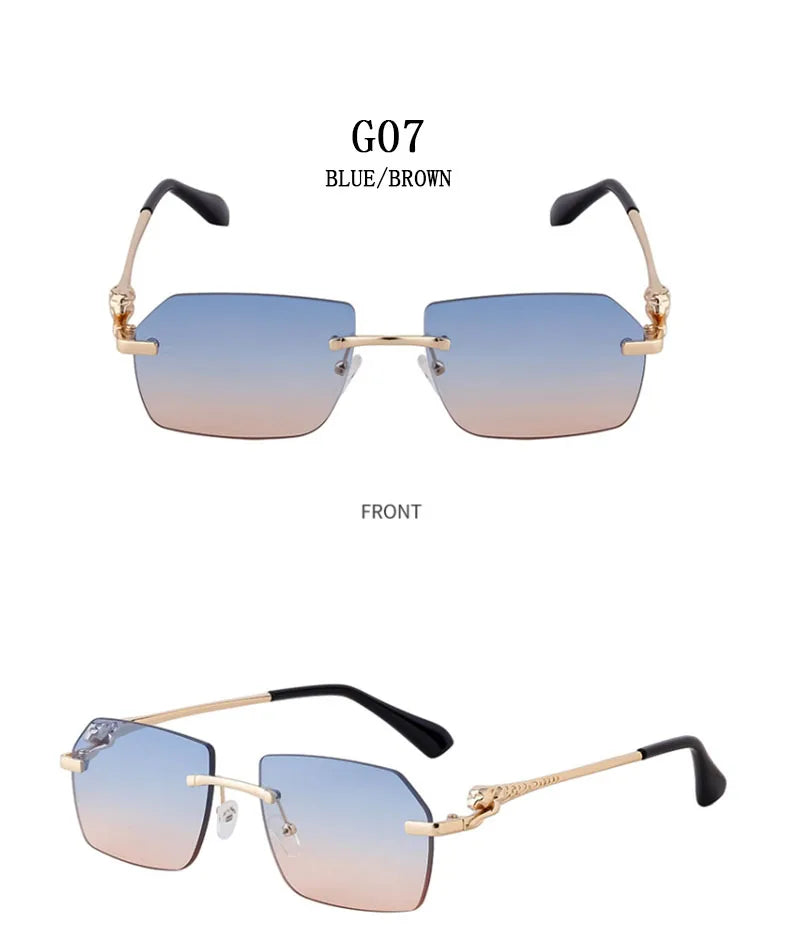 Rimless Sunglasses Women 2024 Luxe Vintage Designer Sunglasses For Men Retro Fashion Glasses De Sol Mujer Lunette Soleil Femme