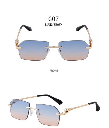Rimless Sunglasses Women 2024 Luxe Vintage Designer Sunglasses For Men Retro Fashion Glasses De Sol Mujer Lunette Soleil Femme