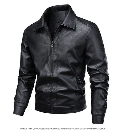 2025 new spring and autumn men's turn-down collar leather jacket men casual coat men's top windproof Loose fit trendy jacket