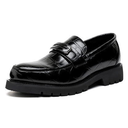 Men's Thick Soled Leather Shoes Minimalist Design Style Daily Outdoor Leisure Business Party Height Increasing Shoes Zapatillas