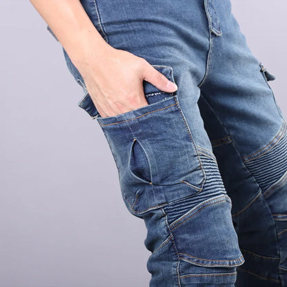New Men's Winter Riding Motorcycle Cargo Pants Male Outdoor Riding Jeans Moto Protective Gear With Hip Knee Gear Long Trousers