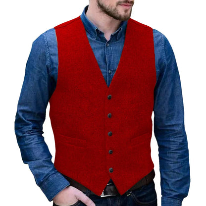 Men Vest Gray Herringbone Single Button V Neck Waistcoat For Wedding Business Casual Formal Wedding Daily Work Men Suit Vest