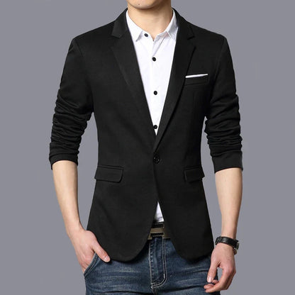 Autumn Brand Men Blazers Slim Fit Casual Suit Jacket Sold Color One Button Korean Style Business Wedding Party Blazer
