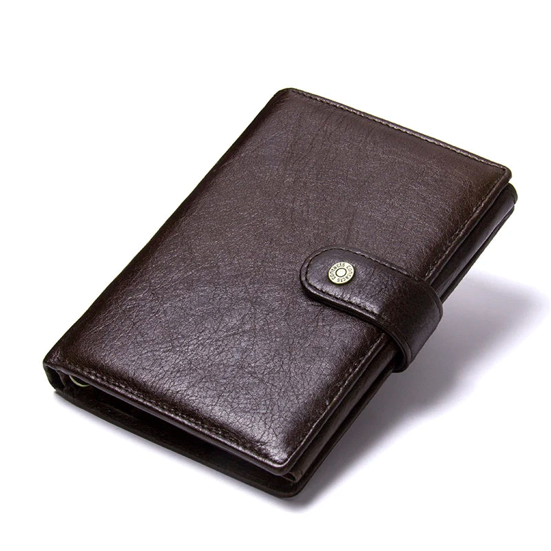 Genuine Leather Men Wallet Vintage Short Trifold Casual Men's Wallet Coin Purses Card Holders Money Clips Passport Wallet