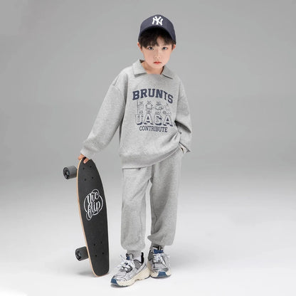 Spring Autumn Girls Boys Alphabet Workout Preppy Sweatshirt+Sweatpant School Kids Tracksuit Child 2PCS Outfit Jogger Set 3-14Yrs