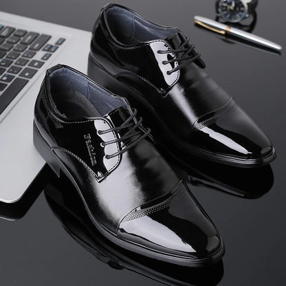 Men Dress Shoes Patent Leather Oxford Shoes Male Formal Big Size 38-48 Handsome Men Pointed Toe for Wedding