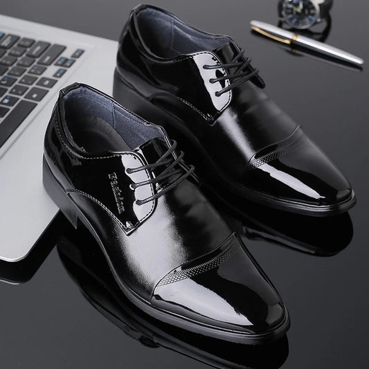 Men Dress Shoes Patent Leather Oxford Shoes Male Formal Big Size 38-48 Handsome Men Pointed Toe for Wedding