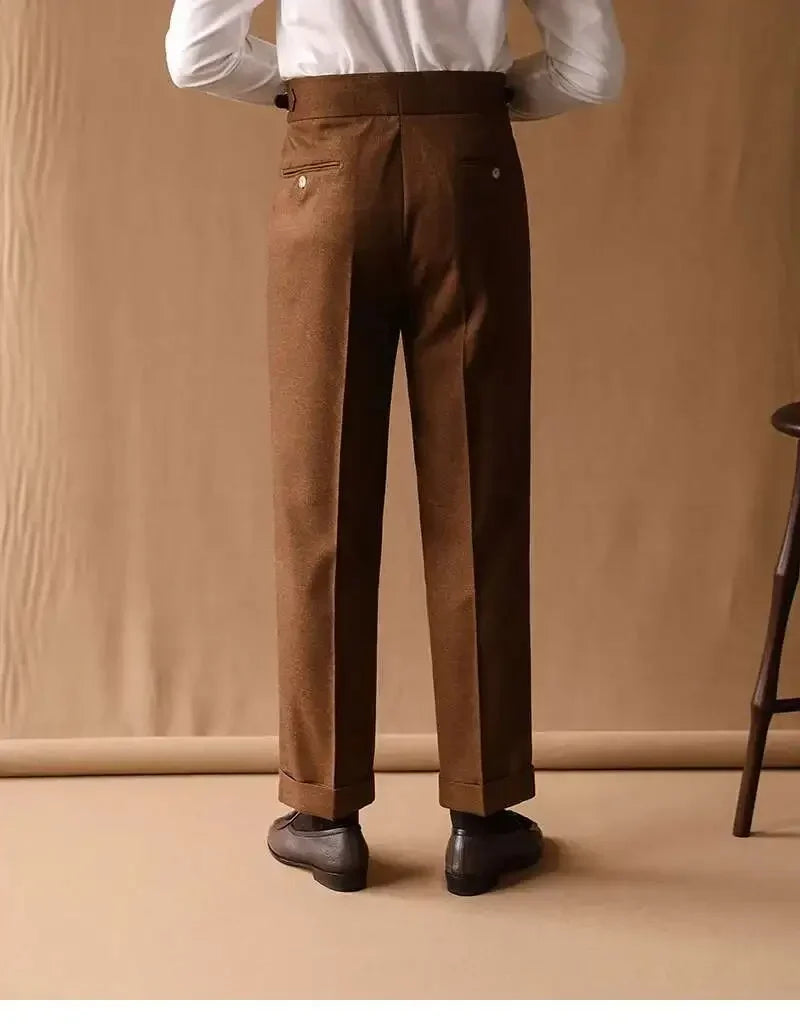 Business Pants Men Gentlemen Italian Naples Social Trousers Office-trouser Retro Casual Suit Pant Men Straight Dress Pants 2026