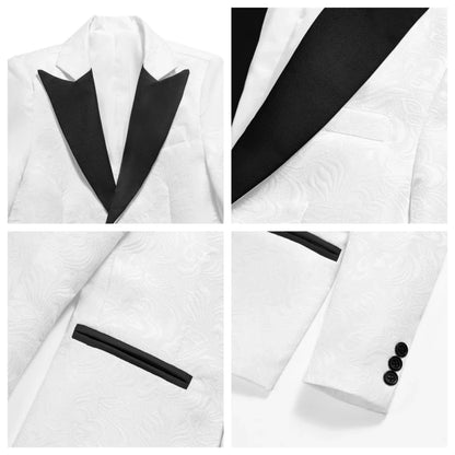 2026 New Formal Black Jacquard Suit Set 4 Pieces Wedding Ring Bearer Outfit Handsome Peak Lapel Suits For Birthday Party 3-14T
