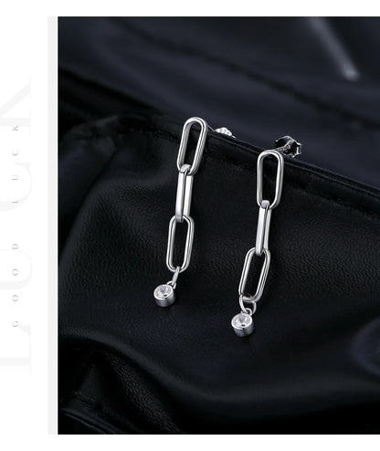VVS1 Clarity D Color Moissanite Earrings 925 Sterling Silver Fashion Link Chain Stud Earrings For Women Fine Jewelry